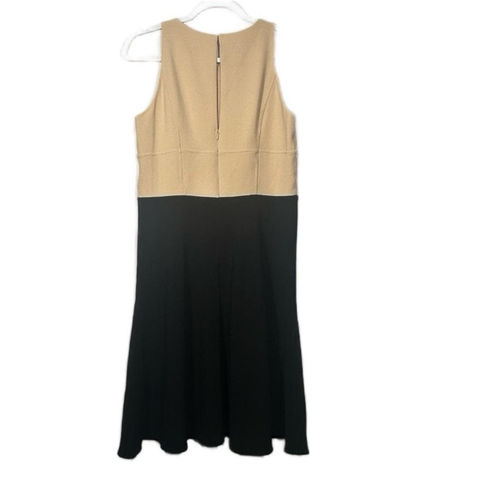 Ann Taylor ColorBlock Dress Sleeveless Beige Black Sheath Style Two Tone size 4 - Picture 2 of 9